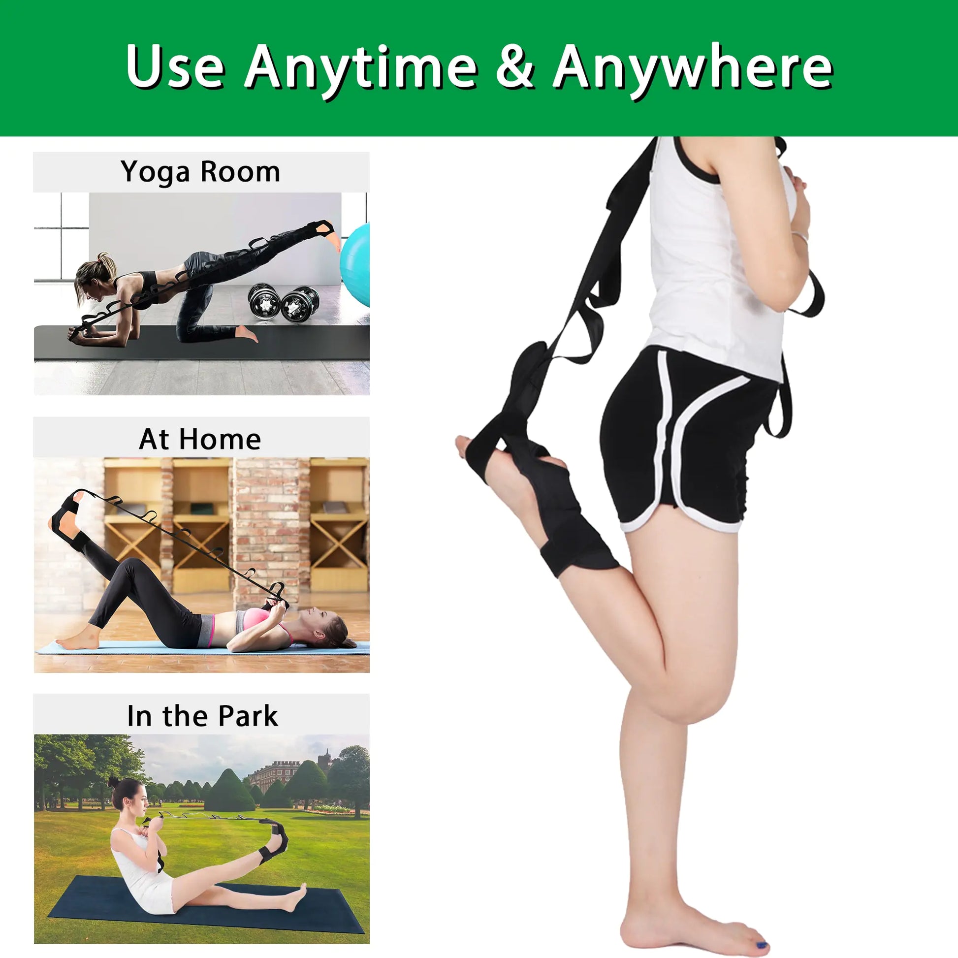 High Quality Neoprene Padded Handle Fitness Yoga Stretching Strap